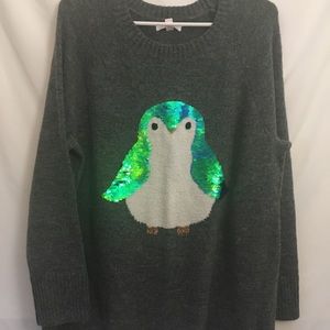 LC Lauren Conrad Graphic Sequin Tunic Sweater